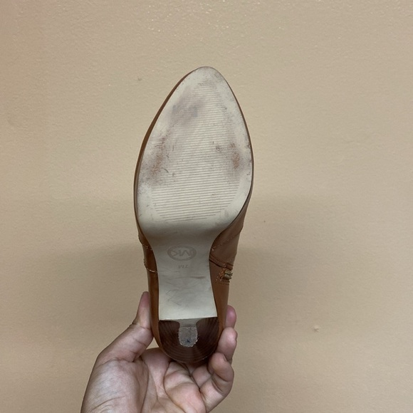 Michael Kors "WYATT" MK Logo Platform High Heel Booties  "Luggage Brown” - Picture 14 of 17